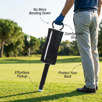 Golf Ball Retriever, Telescopic No Bend Ball Collector, Large Capacity Zippered Bag, Detachable Handle, Driving Range Ball Collection
