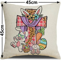 Easter Pillow Cover Single-Sided Print Cartoon Bunny Pillow Cover Easter Decoration for Home, Living Room, Bedroom