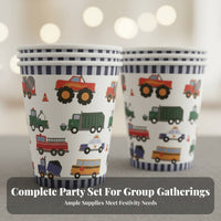 Cartoon Construction Vehicle Party Tableware, Plates, Cups, Banner