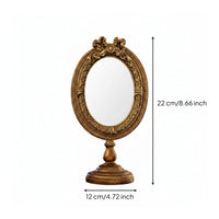Oval Tabletop Mirror Pedestal Base Home Decor Decorative