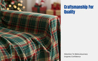 Christmas Sofa Cover, Classic Vintage Plaid Throw, Non-Slip Full Cover with Tassels, Holiday Decor