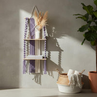 Boho Wall Hanging Shelf Handmade Macrame Hanging Shelf Easy to Hang Bohemian Storage Rack for Nursery