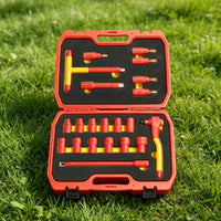 EV Ready Insulated Tool Kit Electric Insulated Socket Set Metric Tool Kit with Foam Trays Portable for Mechanics, Electricians, Diyers, Automotive Repair, Electrical Work, Roadside Emergencies, Workshops
