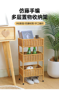 仿藤编储物架装饰置物架手工编织多层收纳架子家用杂物整理架