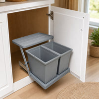 Space-Saving Pull-out Trash Bin Concealed Cabinet Trash Bin with Double Buckets Concealed Double Garbage Can Two-Bucket for Homeowners