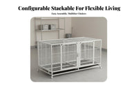 Removable Divider Stackable Breeding Enclosure with Dividers Multi-Tier Wire Enclosure Pull-out Tray Pet Kennel Long-Lasting Construction for Feline Owners, Indoors, Indoor, Veterinary Medical Center, Outdoor