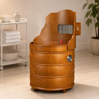 Folding Moxibustion Chair Metal Wooden Moxibustion Chair Curved Backrest