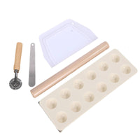 5 Pieces 12-Hole Dumpling Press Polished Rim Pastry Roller Set Space-Saving
