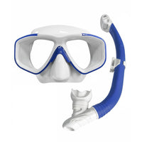 Leak-Proof Seal Diving Mask and Snorkel Combo Tempered Glass Lens Snorkel Mask and Tube Set Adjustable Strap Snorkeling Gear Food-Grade Silicone for Adults, Beginners, Swimmers, Beach Vacation, Recreational Swimming, Pool Training