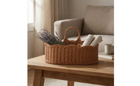 Woven Basket Natural Brown Tray Organizer Textured