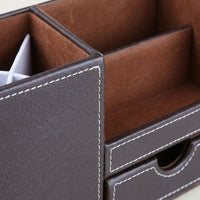 Office Organizer Desk Pen Holder with Compartments, Rectangular Faux Leather Organizers and Accessories, Workspace Organization for Professionals