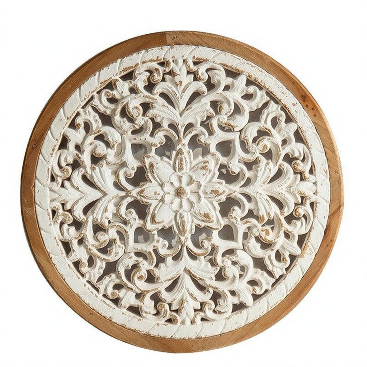 Carved Floral Wall Art Vintage-Style Carved Wood Wall Panel Farmhouse Home Decor