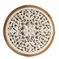 Carved Floral Wall Art Vintage-Style Carved Wood Wall Panel Farmhouse Home Decor