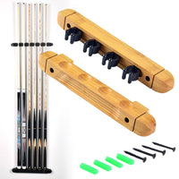4 Hole Billiard Cue Rack Solid Wood Wooden Pool Holder Space Saving Sports Storage for Bar