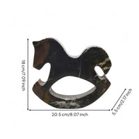 Marble Rocking Horse Black Marble Rocking Horse Sculpture Freestanding Home Decor Piece for TV Cabinet, Entryway