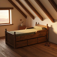 1:12 Scale Wooden Bed Artisanal for Miniature Scene