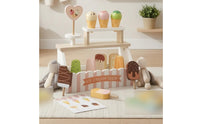 Ice Cream Shop Display Stand Printed Menu Board Wooden Ice Cream Shop Hard Candy Sign Dessert Counter Playset for Children
