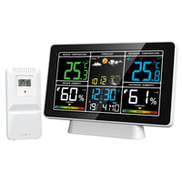 Moon Phase Display Color Screen Weather Station Snooze Function Radio Controlled Weather Timepiece Humidity Monitoring Indoor Outdoor Forecast Timepiece Barometric Pressure for Bedroom, Living Room, Office