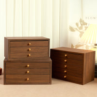 Walnut Wood Multifunctional Jewelry Storage Box with Striped Pattern