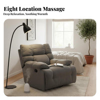 Electric Rocking Recliner Multi-Functional Massaging Rotating Reclining Chair Lie-Flat Design Overstuffed Cushions for Seniors