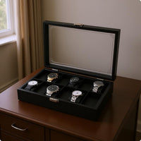Watch Box Front Clasp Organizer Lined Interior