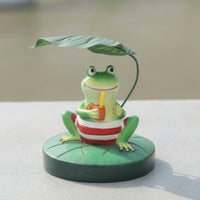 Frog Statue with Canopy Waterproof Floating Frog Figurine Weather-Resistant