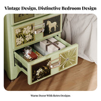 Patterned 3-Drawer Chest Safe Nightstand Large Capacity for Parents