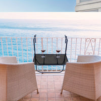Hanging Table with Mesh Top Foldable Hanging Balcony Table Metal Furniture for Renters, Small Areas