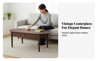 Storage Coffee Table Retro Design Household Furniture Multi-Functional Rounded Corners for Homeowners, Living Room, Lounge Area