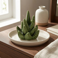 Ceramic Band Holder Botanical Shaped Ceramic Jewelry Tray Glazed Finish