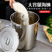 304 Stainless Steel Sealed Bucket with Flat Lid - 98L
