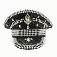 Peaked Hat Studded Sequin Hat with Rhinestones Punk Cap with Spikes for Partygoers, Stage Performances