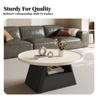 2 Pieces Round Coffee and End Table Set Space-Saving Pair of Round Occasional Tables Rounded Edges Versatile Use for Living Room