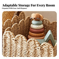 Rectangular Woven Basket Multi-Purpose Household Storage Decorative for Students