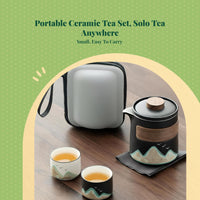Portable Ceramic Travel Tea Set, Kung Fu Teapot, Infuser Mug