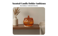 With Lid Decorative Pumpkin Candle Holder Vintage Design Pumpkin Shaped Glass Jar Festive Design for DIY Crafters, Table Centerpiece