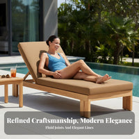 Waterproof Wooden Chaise Lounge Weather-Resistant Sun Lounger Adjustable Backrest Deck Chair Easy to Clean for Sunbathers, Homeowners, Hotel Owners, waterside, Garden, Backyard, Balcony