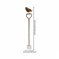 Weathered Metal Animal Stake Rust Finish Iron Animal Garden Insert Easy to Install Weathered Bird Garden Stake