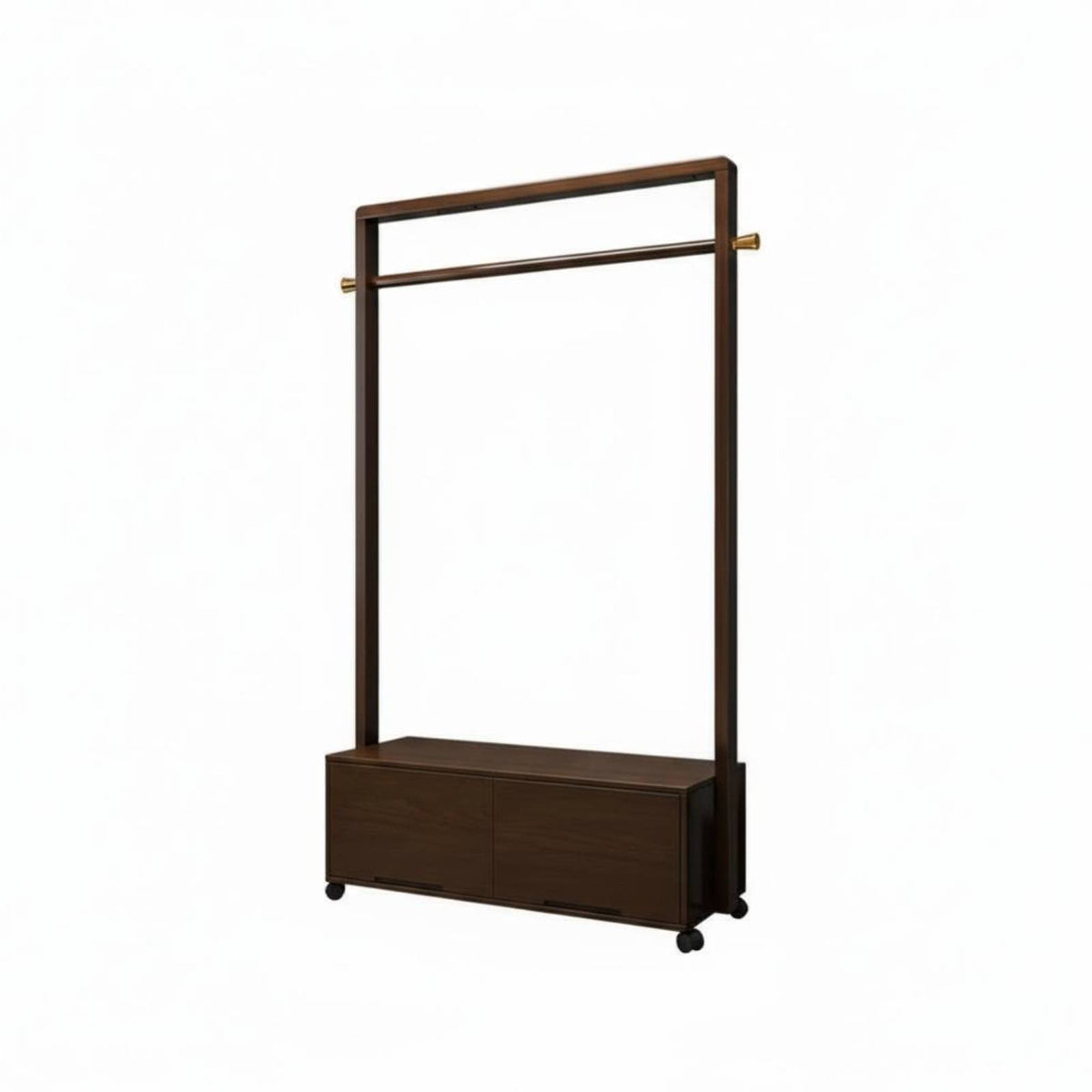 Rolling Clothing Rack Stable Frame Mobile Clothes Rail with Storage Cabinet Portable Easy Assembly for Bedroom, Entryway, Closet