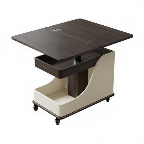 C-Shaped Rolling Desk Space-Saving End Table Height Adjustable for Living Room