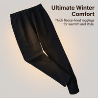 Fleece Lined Tights for Women with Elastic Waist and Ribbed Material, Thermal Leggings for Hiking and Walking, Plus Size Up to 6XL