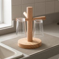 Wooden Cup Drying Rack Natural Wood Wooden Mug Holder Rustic Style