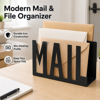 Iron Desk Organiser, Minimalist Document Tray for Home Office, Metal Mail Organizer Letter Holder