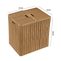 Rattan Storage Box Double Flipaccessible Woven Storage Bin Built-in Handles