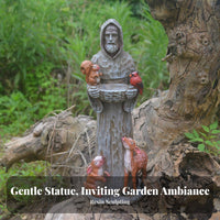 Saint Statue Bird Feeder Decorative Ornament Saint Francis Bird Feeder Versatile Function Religious Garden Sculpture for Gardeners, Courtyard