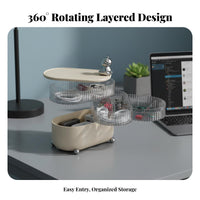 Rotatable Design four-tier Rotating Organizer Compartmentalized four-tier Rotating Storage Case Space-Saving Jewelry Box Multi-Functional for Women, young women, Students, Desktop, Dressing Table, Bedroom, Dorm Room