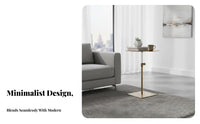 Adjustable Height Table Stainless Steel Minimalist Metal End Table Space Saving Compact Bedside Nightstand for Living Room, Bedroom