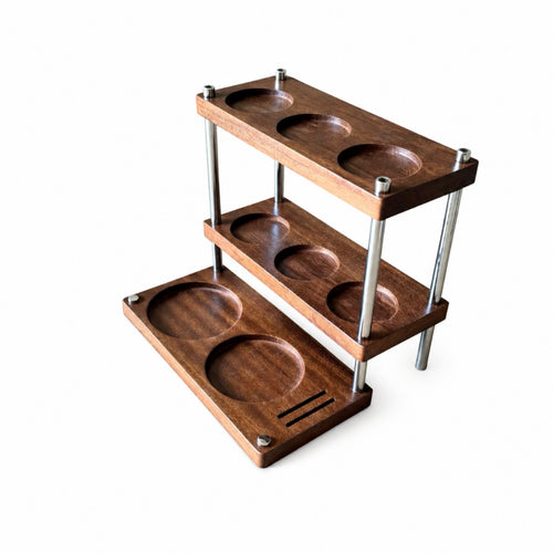 Coffee Tamper Stand Wooden Compressing Station with Tamper Holder Organized Compressing Station with Portafilter Holder for Baristas