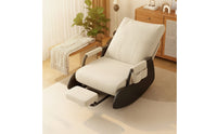 High-Back Rocking Lounge Chair with Leg Rest Corduroy Rocking Lounge Chair with Footrest Foldable Reclining Rocker with Footrest Sturdy for Balcony