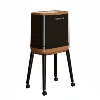 Rolling Garbage Bin with Lid Large Capacity Tall Kitchen Wastebasket Light Luxury Style High-Leg Trash Can for Restroom
